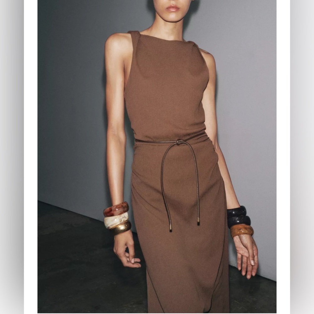Zara EXTURED MAXI DRESS - Picture 3 of 4